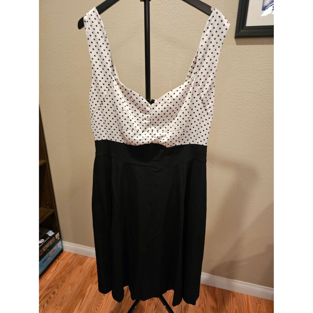 Torrid Polka Dot Black & White Fit-and-Flare Dress